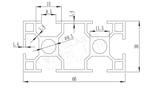 3060國標(biāo)型材D 3060國標(biāo)型材D