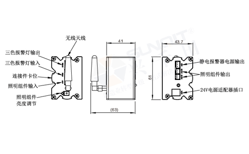24V電源控制模組(無限發(fā)射)尺寸圖 24V電源控制模組(無限發(fā)射)尺寸圖